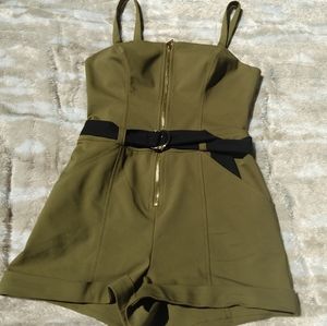 Women's Guess Green Romper Princess Seam